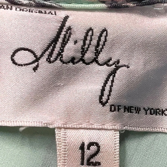 An Original Milly of New York Mint Green Silk Flutter Sleeve Dress Size 12 Large - Picture 6 of 9